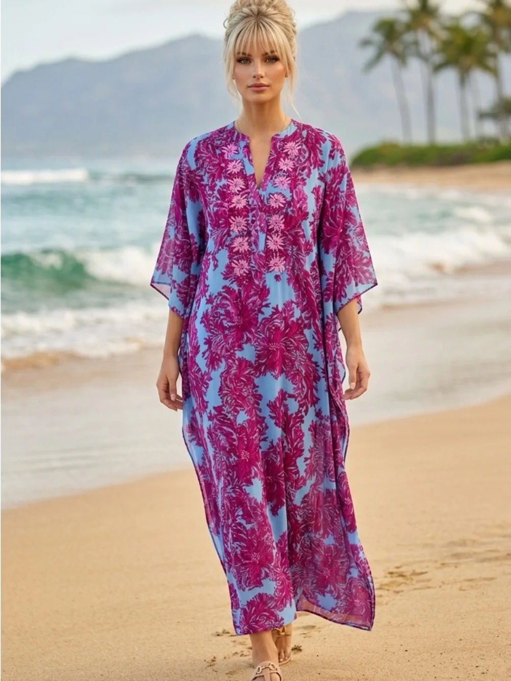 Lilly Pulitzer Julieta maxi caftan abaco blue feels like a shellebrity xxs-small - Picture 1 of 9